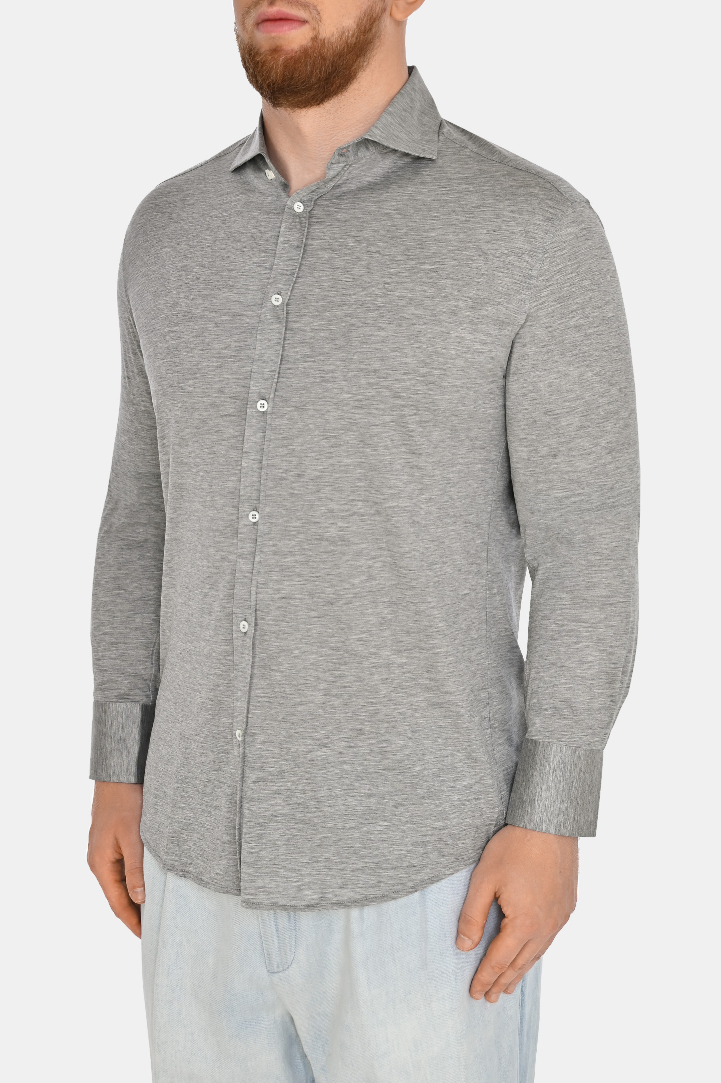 Рубашка BRUNELLO  CUCINELLI MD8216686, цвет: Серый, Мужской