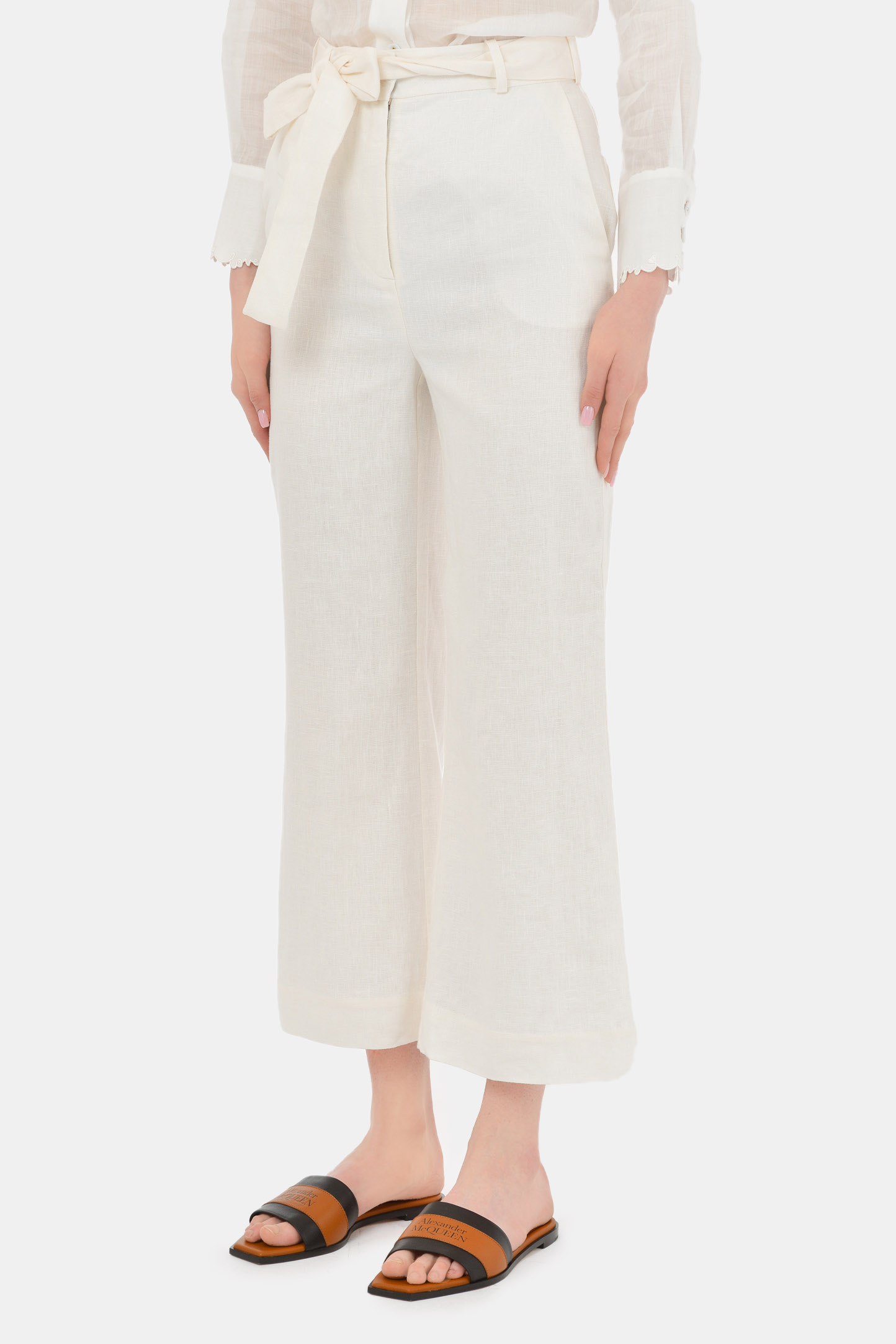 Брюки ZIMMERMANN 9831PPOP CRM, цвет: Белый, Женский