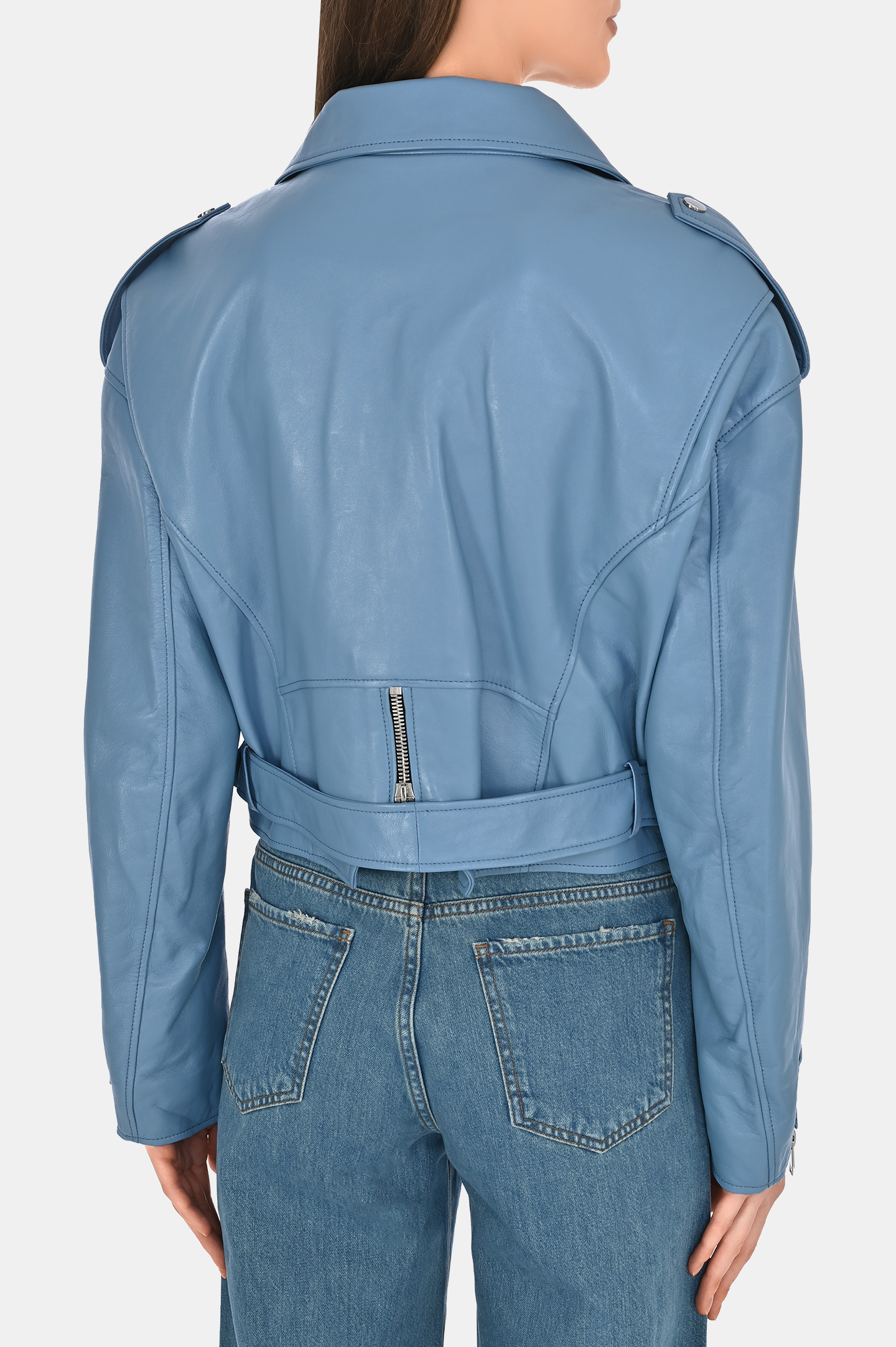 Кожаная куртка-косуха JACOB LEE WLJ16233JB, цвет: Голубой, Женский