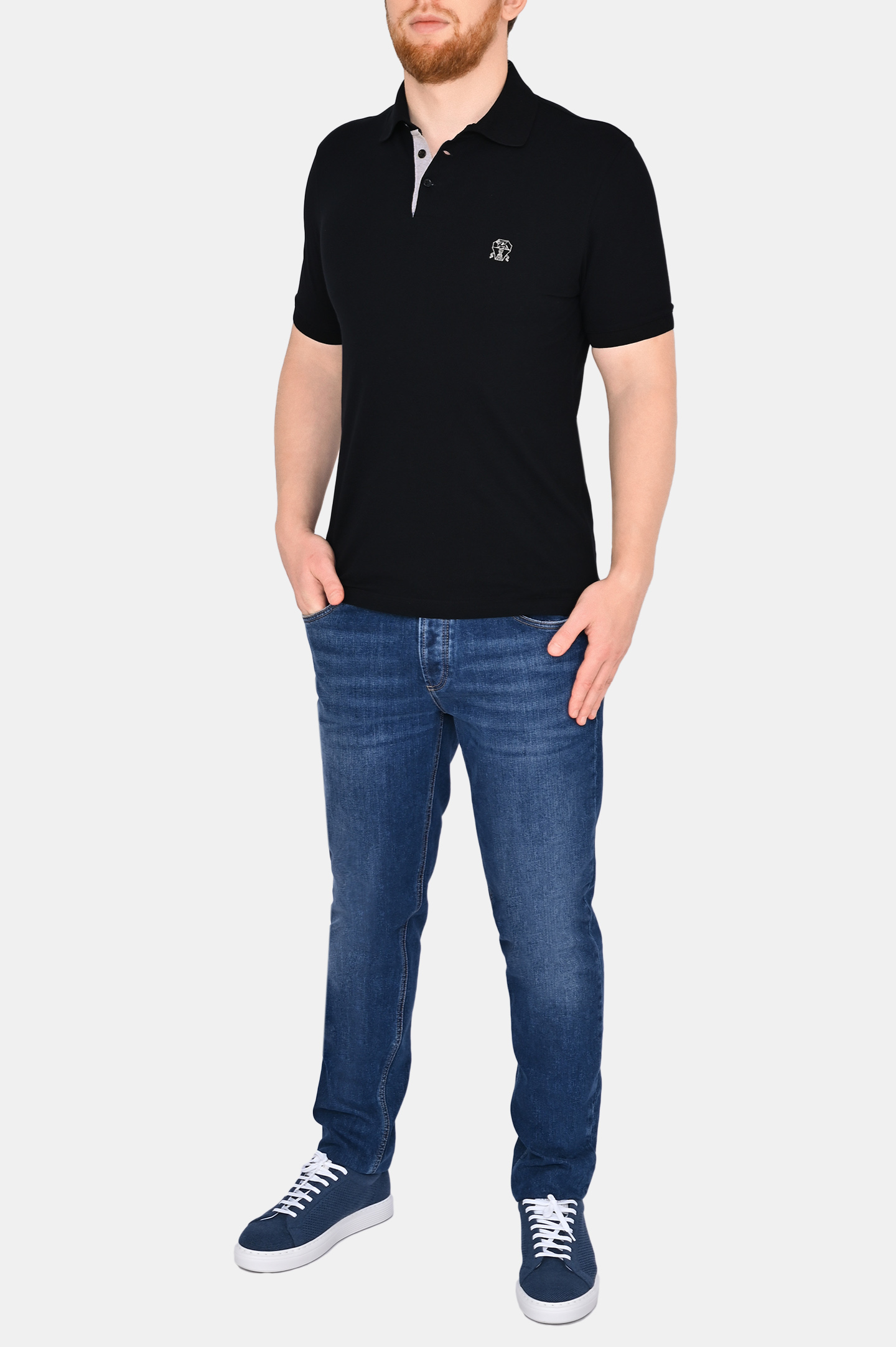 Поло BRUNELLO  CUCINELLI M0T638765, цвет: Черный, Мужской