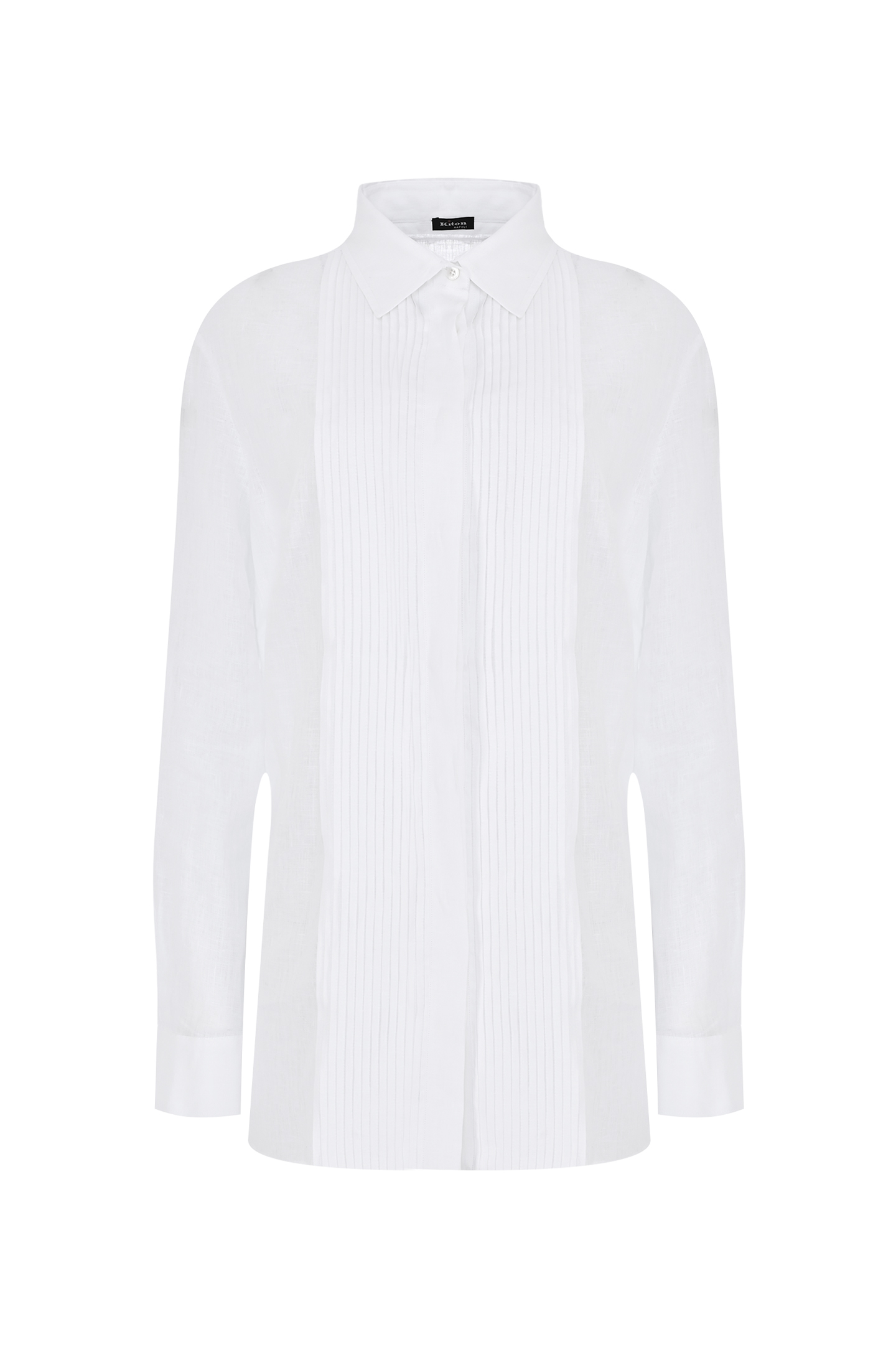 Льняная рубашка с плиссировкой KITON D49405H062070, цвет: Белый, Женский