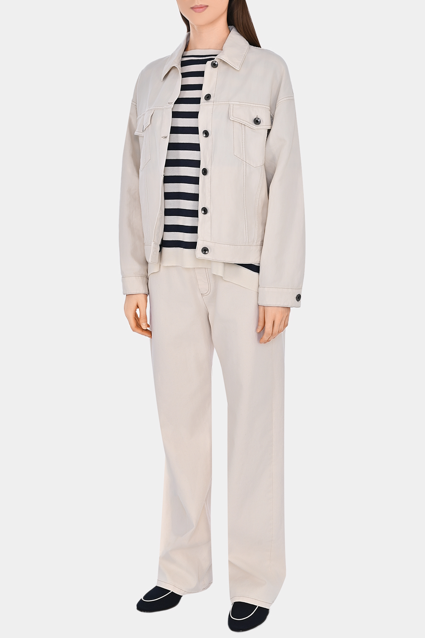 Джинсовая куртка с карманами BRUNELLO  CUCINELLI ML9962994, цвет: Молочный, Женский