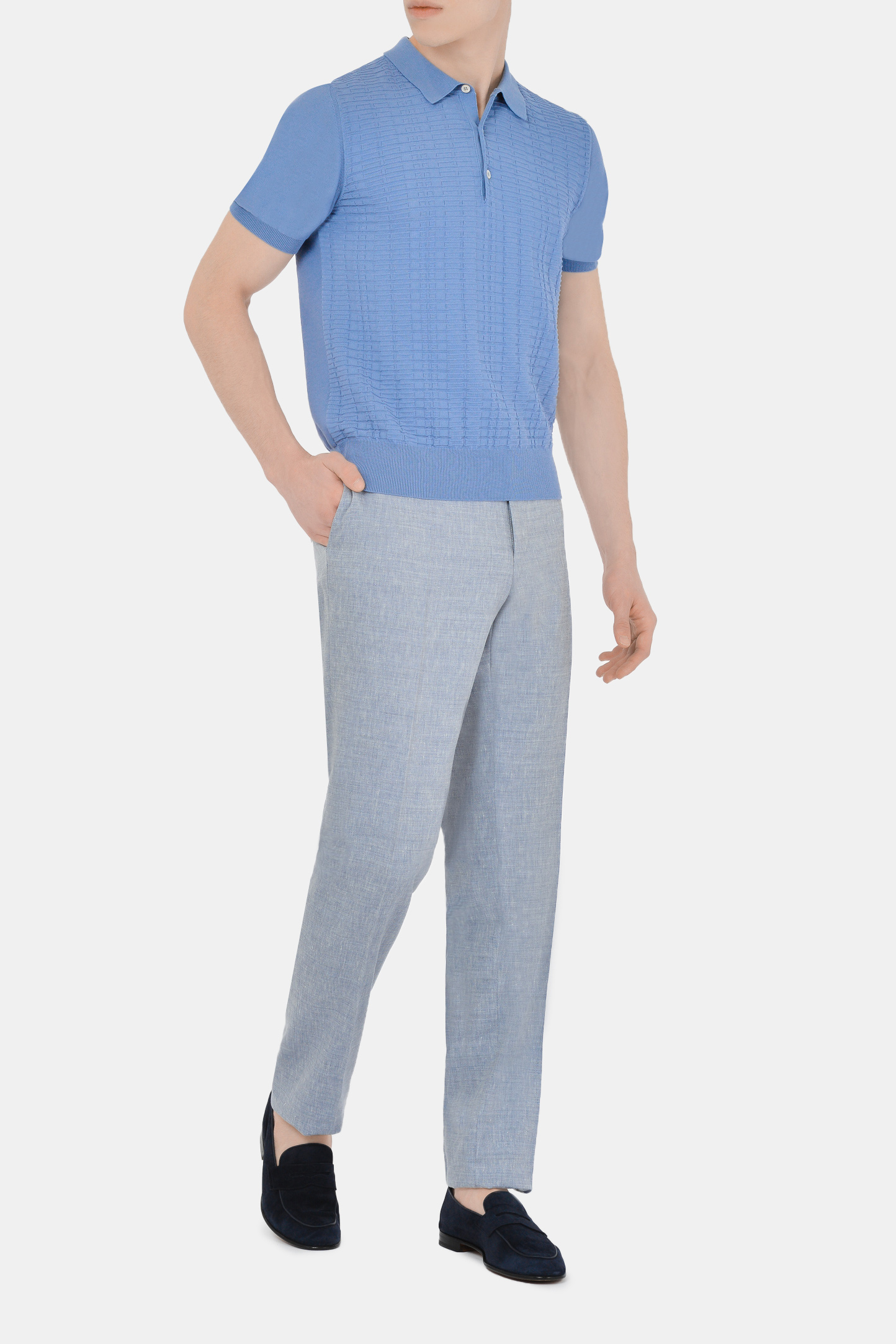 Джемпер (Поло) CANALI MK01131/430, цвет: Голубой, Мужской
