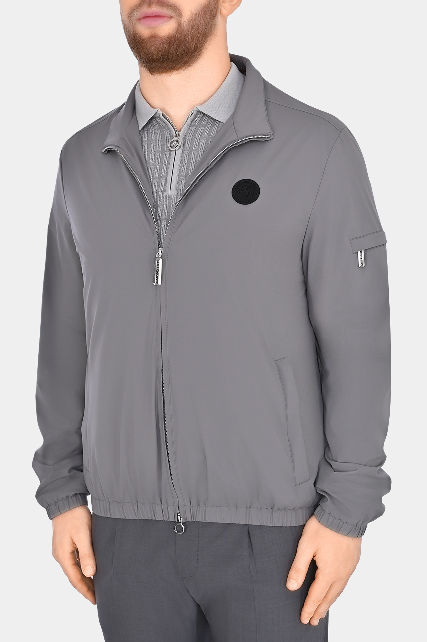 Куртка из полиэстера с логотипом STEFANO RICCI M6J4100010 PL001H/SAC6411, цвет: Серый, Мужской