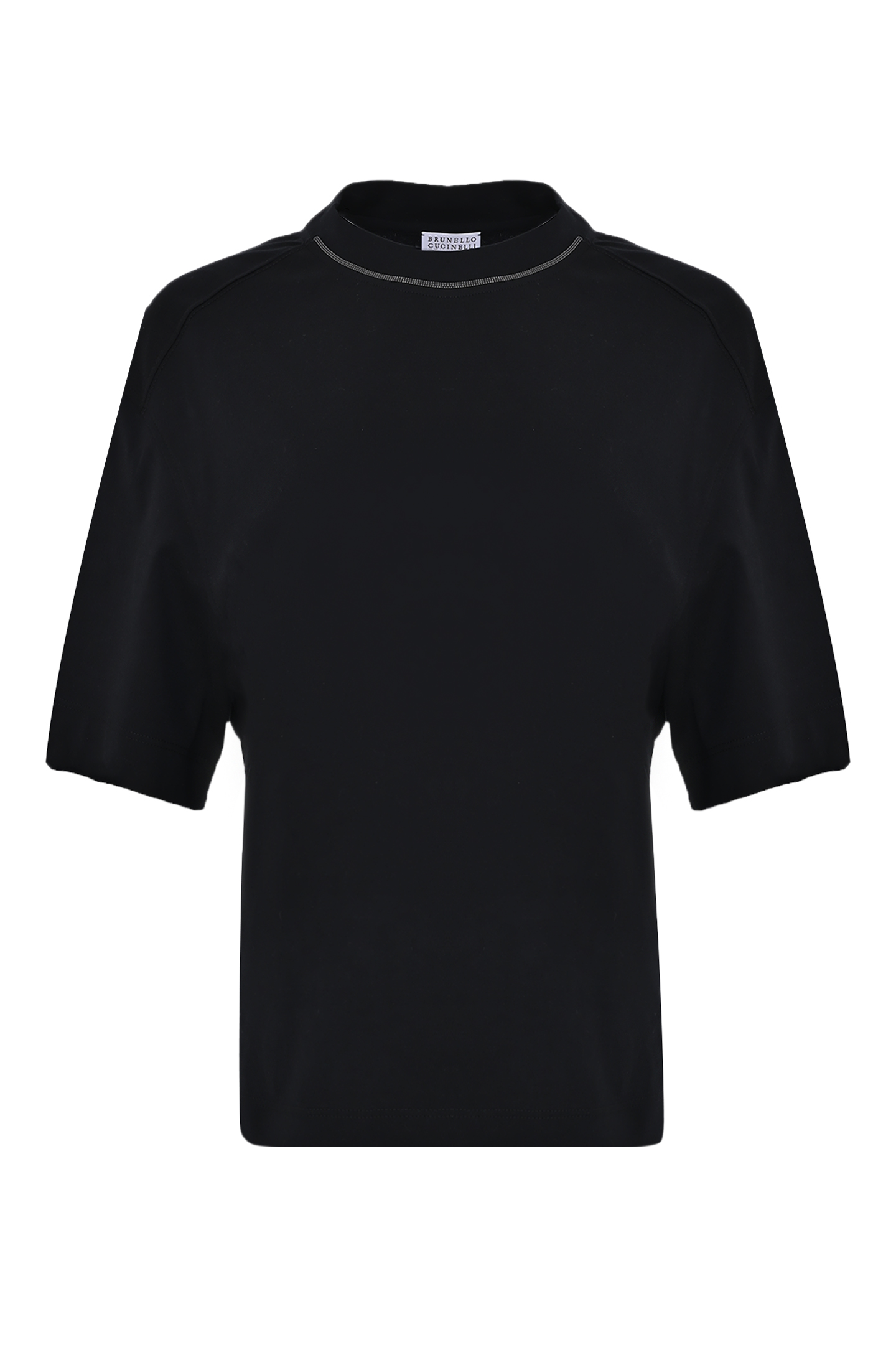 Хлопковая футболка с декором BRUNELLO  CUCINELLI M0T81EL330, цвет: Черный, Женский