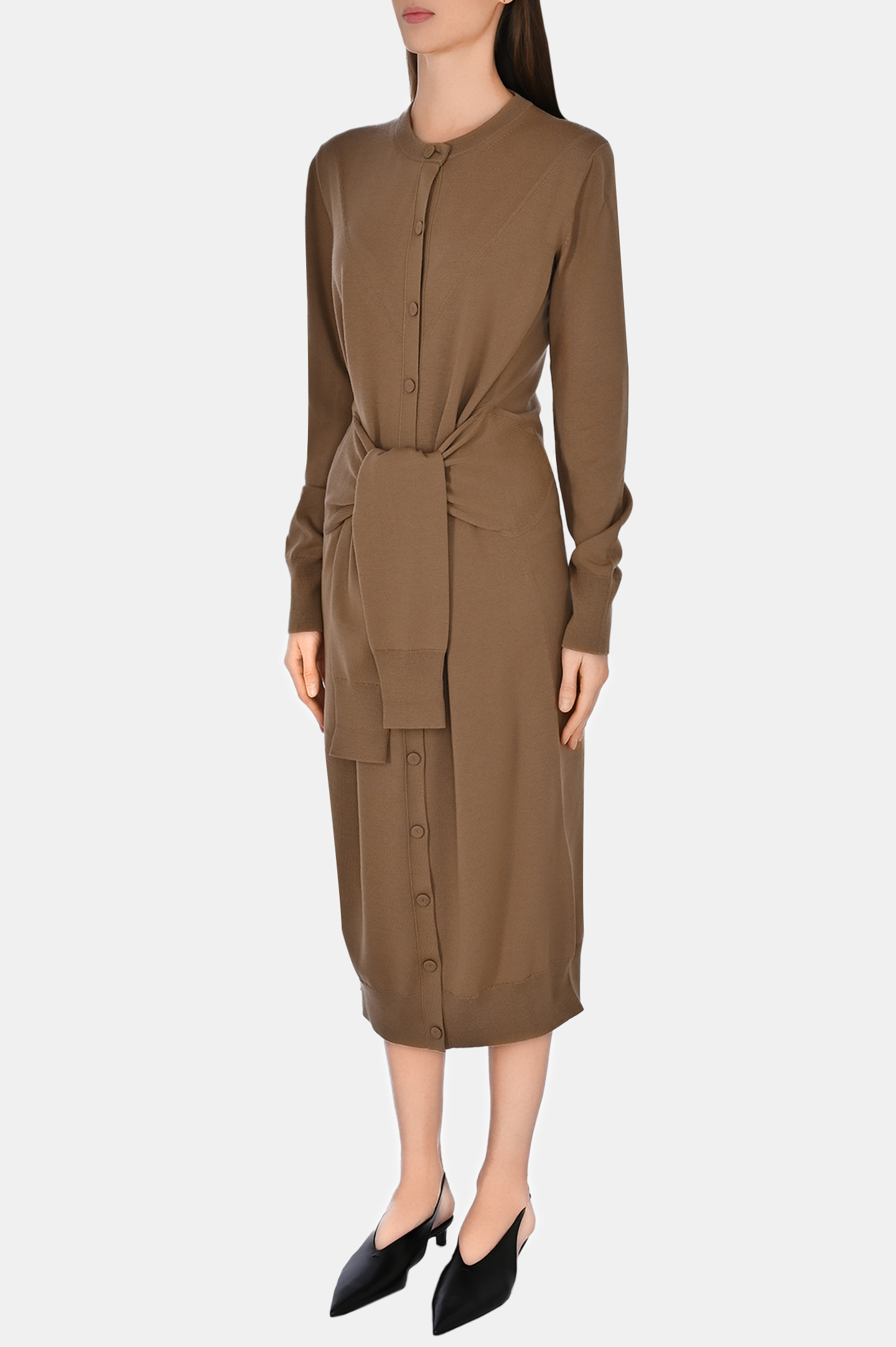 Платье на пуговицах JIL SANDER J02CT0403 J14722, цвет: Коричневый, Женский