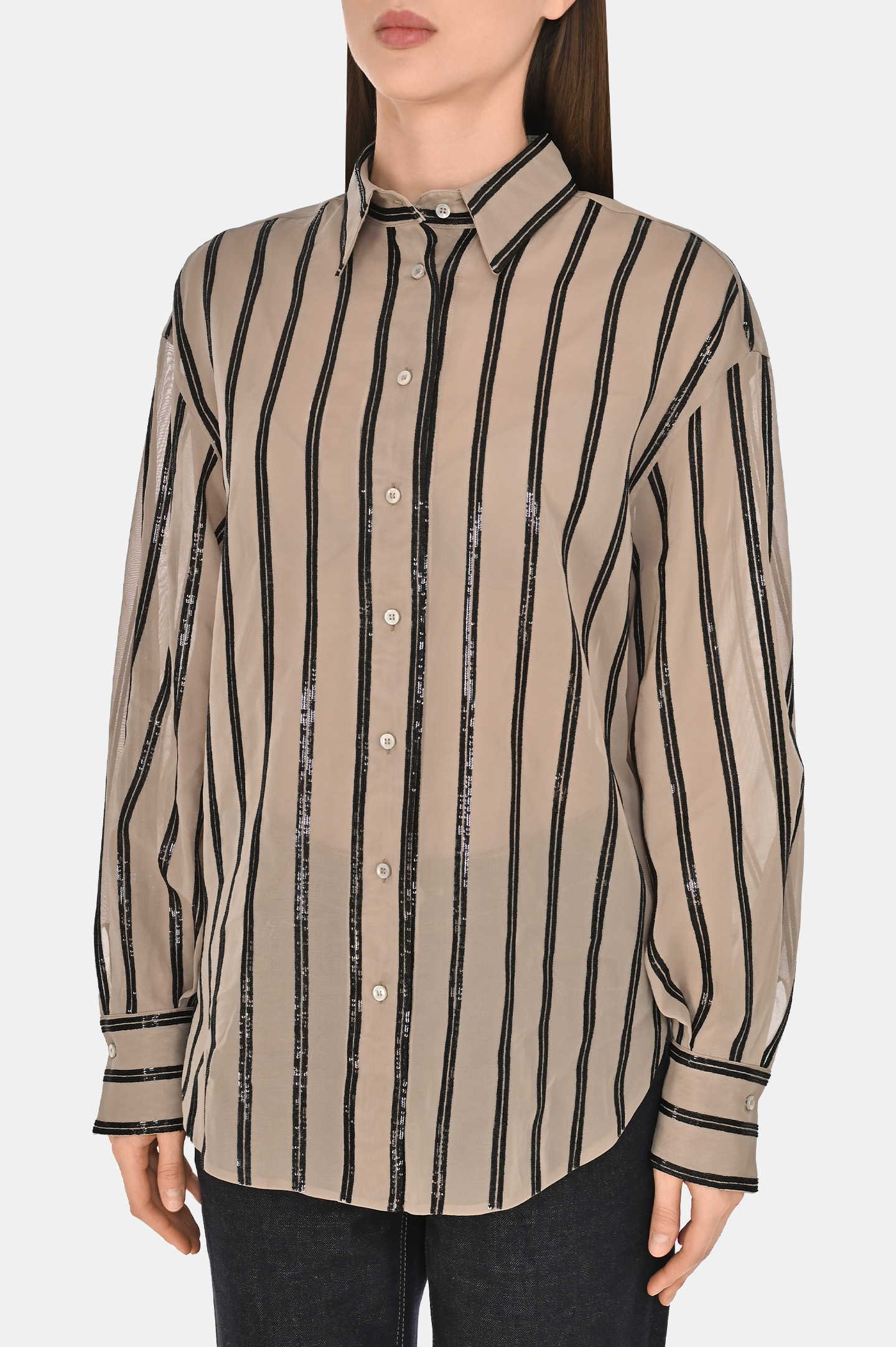 Рубашка BRUNELLO  CUCINELLI MH911RH906, цвет: Бежевый, Женский