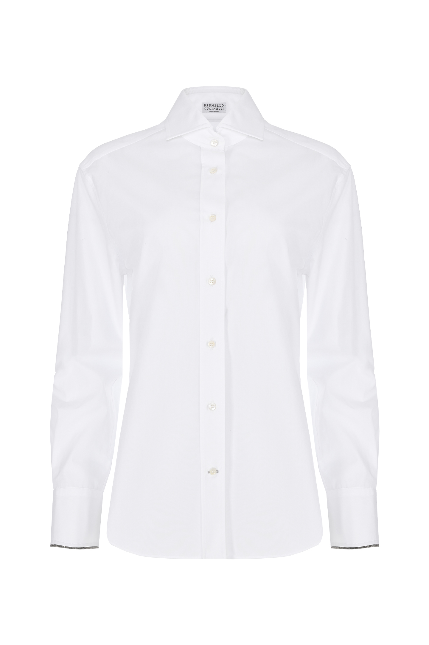 Хлопковая рубашка с эластаном BRUNELLO  CUCINELLI MH772MK986, цвет: Белый, Женский