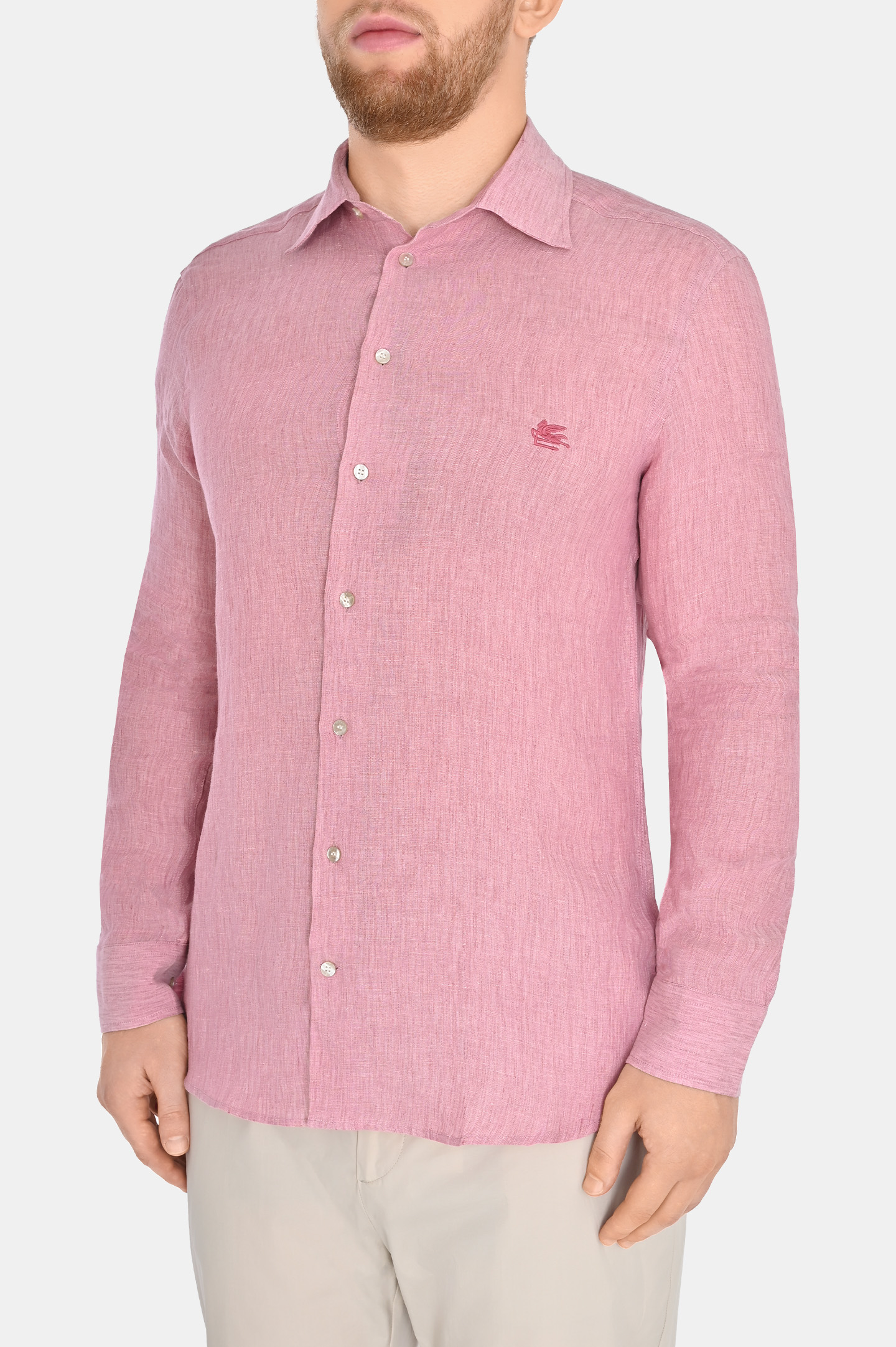 Рубашка из льна ETRO MRIB0002 99TU3D6 , цвет: Розовый, Мужской