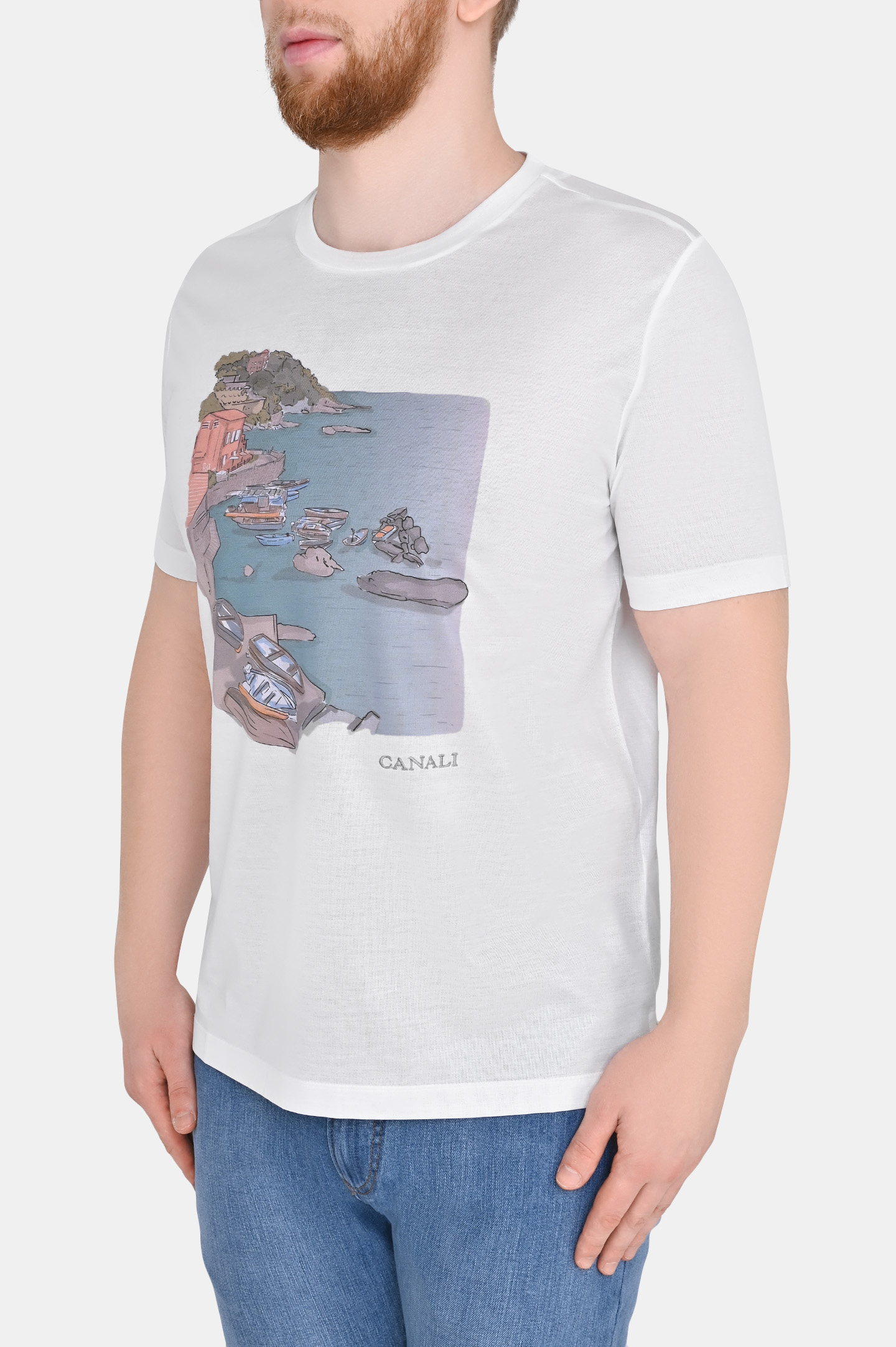 Футболка CANALI MJ01907 T0003, цвет: Белый, Мужской