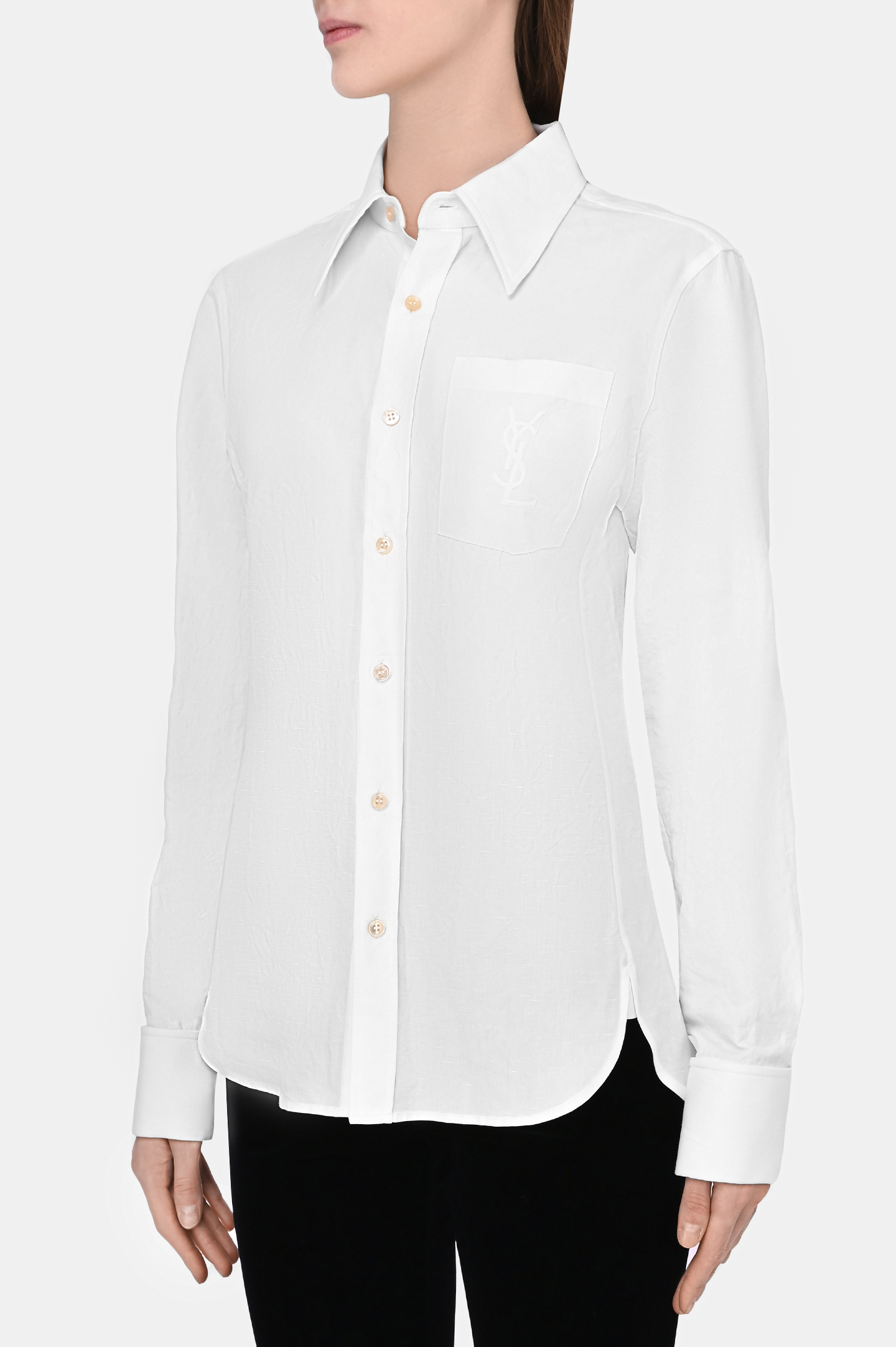 Рубашка SAINT LAURENT 671299 Y3D50, цвет: Белый, Женский