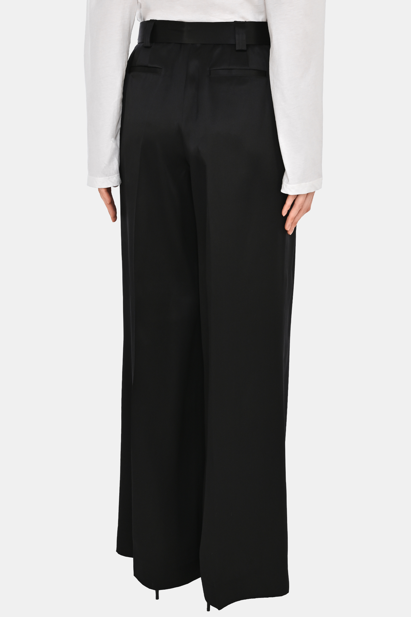 Широкие брюки из шелка с ремнем JACOB LEE WWP056SS24, цвет: Черный, Женский
