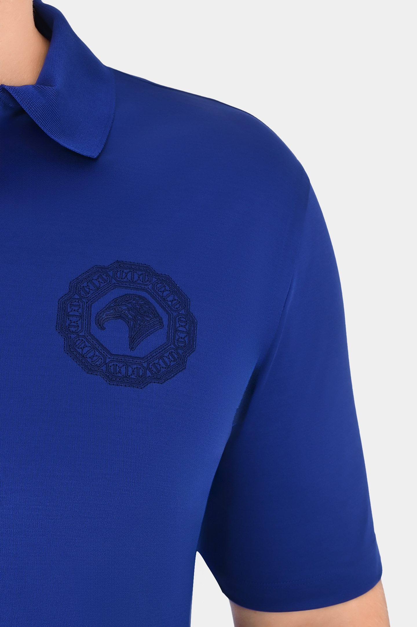 Хлопковое поло с логотипом на молнии STEFANO RICCI K111025P31 T24160, цвет: Синий, Мужской