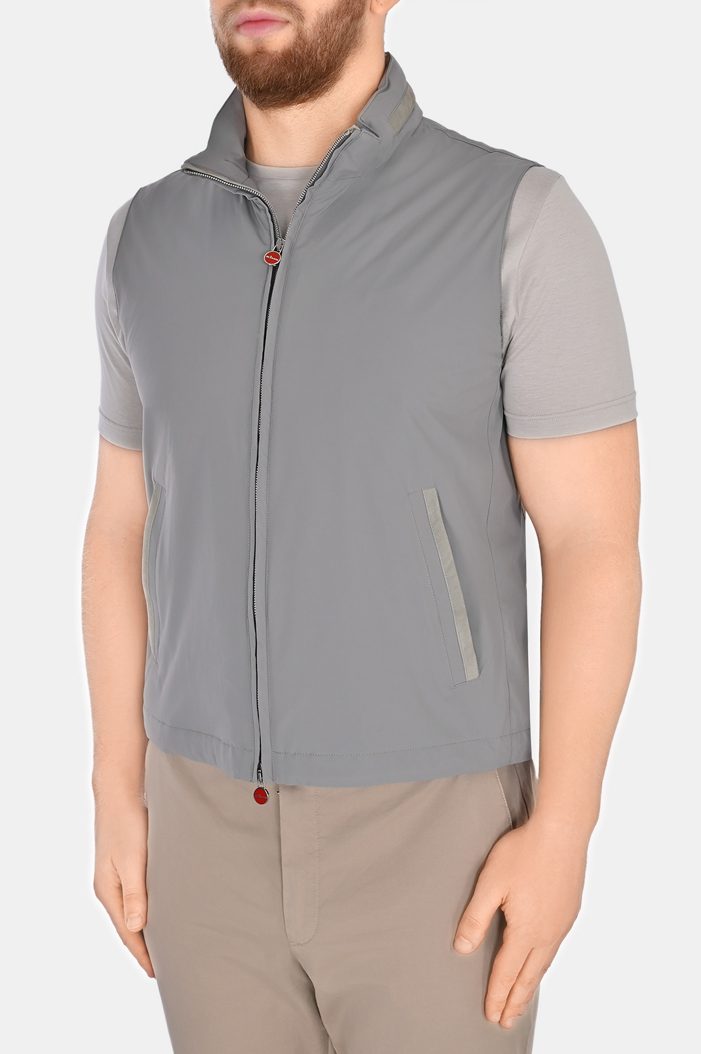 Жилет на молнии с карманами KITON UW1726V0832C0, цвет: Серый, Мужской