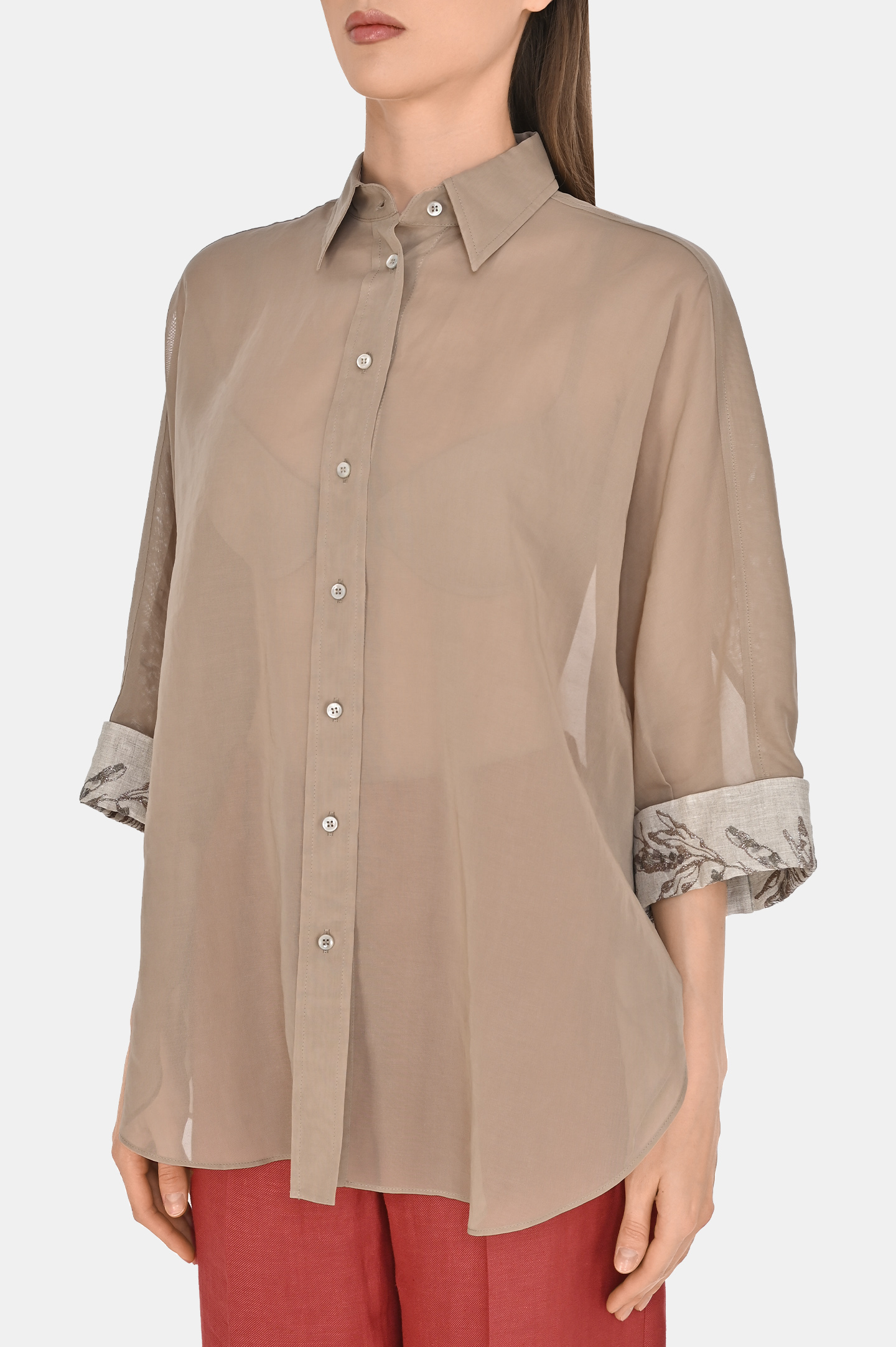 Блуза (Рубашка) BRUNELLO  CUCINELLI MH911RH616, цвет: Бежевый, Женский