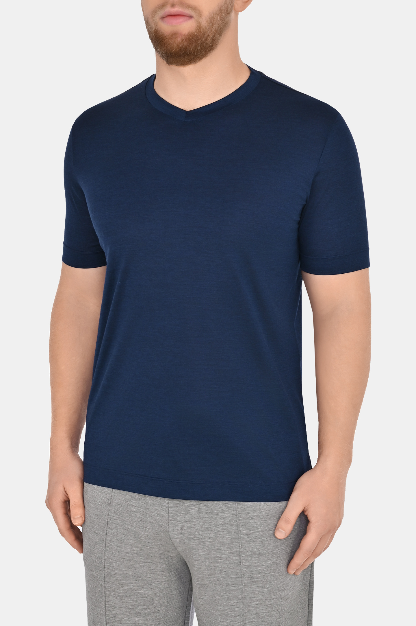 Шелковая футболка CANALI MX01184 T0810/1, цвет: Темно-синий, Мужской