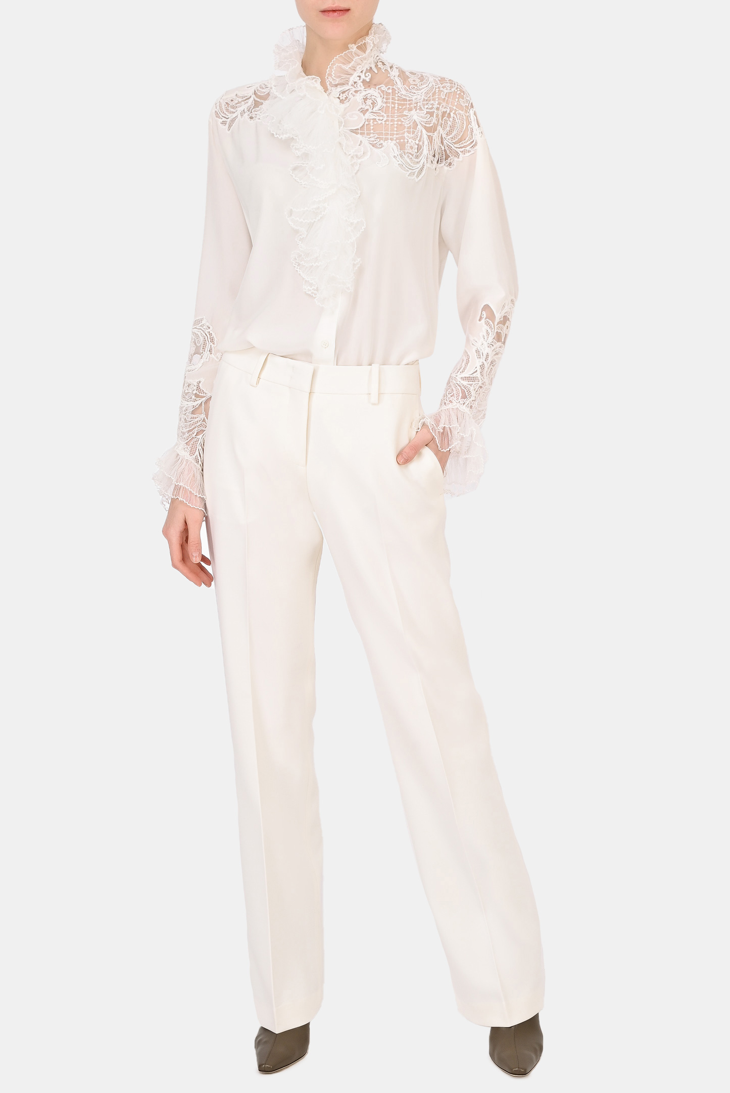 Блуза ERMANNO SCERVINO D392K710FDE, цвет: Молочный, Женский