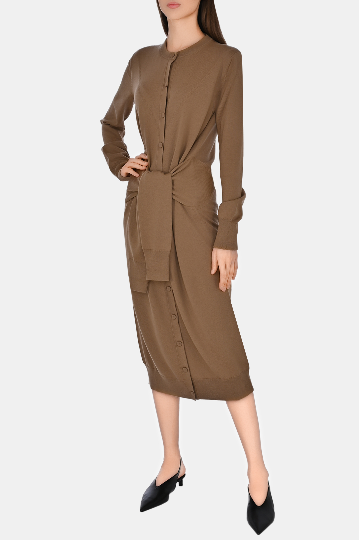 Платье на пуговицах JIL SANDER J02CT0403 J14722, цвет: Коричневый, Женский