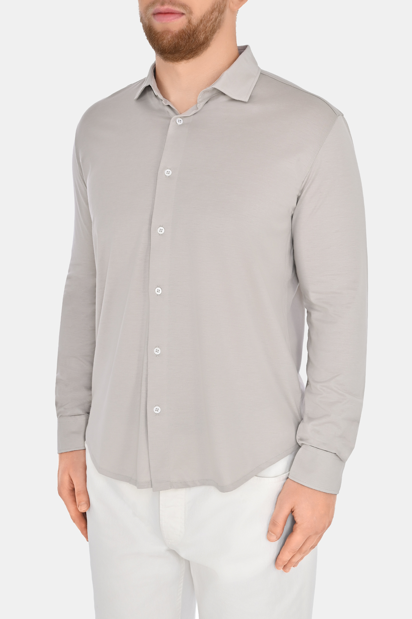 Рубашка из шелка и хлопка COLOMBO TS00382/-/A00897, цвет: Светло-бежевый, Мужской